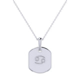 Cancer Crab Ruby & Diamond Constellation Tag Pendant Necklace in Sterling Silver