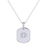 Cancer Crab Ruby & Diamond Constellation Tag Pendant Necklace in 14K White Gold