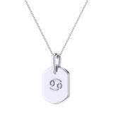 Cancer Crab Ruby & Diamond Constellation Tag Pendant Necklace in Sterling Silver