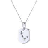 Aries Ram Diamond Constellation Tag Pendant Necklace in Sterling Silver