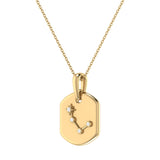 Aries Ram Diamond Constellation Tag Pendant Necklace in 14K Yellow Gold