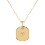 Aries Ram Diamond Constellation Tag Pendant Necklace in 14K Yellow Gold Vermeil on Sterling Silver