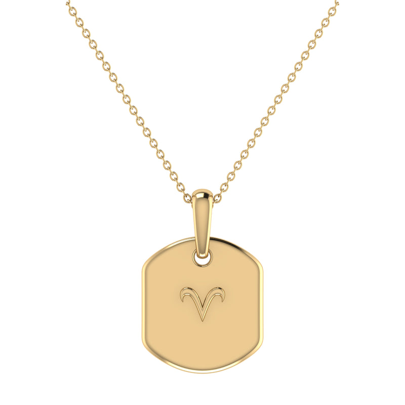 Aries Ram Diamond Constellation Tag Pendant Necklace in 14K Yellow Gold Vermeil on Sterling Silver