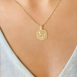 Aries Ram Diamond Constellation Tag Pendant Necklace in 14K Yellow Gold