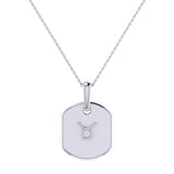 Taurus Bull Emerald & Diamond Constellation Tag Pendant Necklace in Sterling Silver