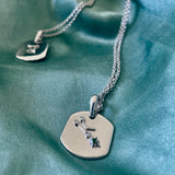 Taurus Bull Emerald & Diamond Constellation Tag Pendant Necklace in Sterling Silver