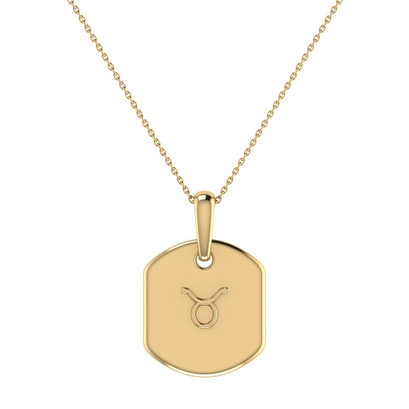 Taurus Bull Emerald & Diamond Constellation Tag Pendant Necklace in 14K Yellow Gold Vermeil on Sterling Silver