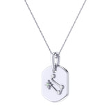 Gemini Twin Moonstone & Diamond Constellation Tag Pendant Necklace in 14K White Gold