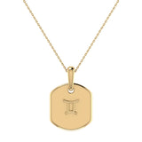 Gemini Twin Moonstone & Diamond Constellation Tag Pendant Necklace in 14K Yellow Gold Vermeil on Sterling Silver