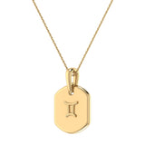Gemini Twin Moonstone & Diamond Constellation Tag Pendant Necklace in 14K Yellow Gold Vermeil on Sterling Silver