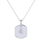 Leo Lion Peridot & Diamond Constellation Tag Pendant Necklace in Sterling Silver