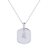 Leo Lion Peridot & Diamond Constellation Tag Pendant Necklace in 14K White Gold