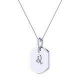 Leo Lion Peridot & Diamond Constellation Tag Pendant Necklace in Sterling Silver