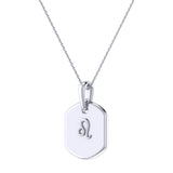 Leo Lion Peridot & Diamond Constellation Tag Pendant Necklace in 14K White Gold