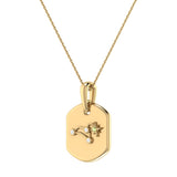 Leo Lion Peridot & Diamond Constellation Tag Pendant Necklace in 14K Yellow Gold