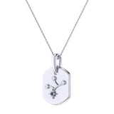Virgo Maiden Blue Sapphire & Diamond Constellation Tag Pendant Necklace in 14K White Gold