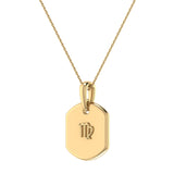 Virgo Maiden Blue Sapphire & Diamond Constellation Tag Pendant Necklace in 14K Yellow Gold