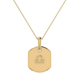 Libra Scales Pink Tourmaline & Diamond Constellation Tag Pendant Necklace in 14K Yellow Gold