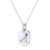 Capricorn Goat Garnet & Diamond Constellation Tag Pendant Necklace in Sterling Silver