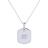 Aquarius Water-Bearer Amethyst & Diamond Constellation Tag Pendant Necklace in Sterling Silver