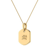 Aquarius Water-Bearer Amethyst & Diamond Constellation Tag Pendant Necklace in 14K Yellow Gold Vermeil on Sterling Silver