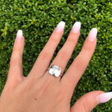 Pisces Two Fish Aquamarine & Diamond Constellation Signet Ring in 14K White Gold