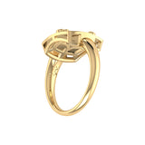 Pisces Two Fish Aquamarine & Diamond Constellation Signet Ring in 14K  Yellow Gold Vermeil on Sterling Silver