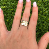 Sagittarius Archer Blue Topaz & Diamond Constellation Signet Ring in 14K Yellow Gold Vermeil on Sterling Silver