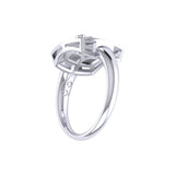 Cancer Crab Ruby & Diamond Constellation Signet Ring in 14K White Gold