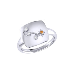 Scorpio Citrine & Diamond Constellation Signet Ring in Sterling Silver