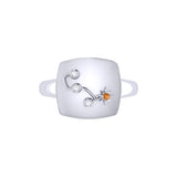 Scorpio Citrine & Diamond Constellation Signet Ring in Sterling Silver