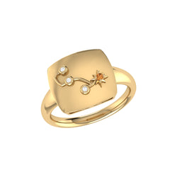 Scorpio Citrine & Diamond Constellation Signet Ring in 14K Yellow Gold