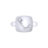 Aries Ram Diamond Constellation Signet Ring in Sterling Silver