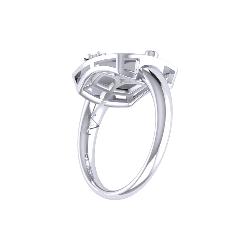 Aries Ram Diamond Constellation Signet Ring in Sterling Silver