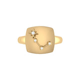 Aries Ram Diamond Constellation Signet Ring in 14K Yellow Gold Vermeil on Sterling Silver