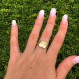 Gemini Twin Moonstone & Diamond Constellation Signet Ring in 14K Yellow Gold Vermeil on Sterling Silver
