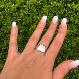 Leo Lion Peridot & Diamond Constellation Signet Ring in 14K White Gold