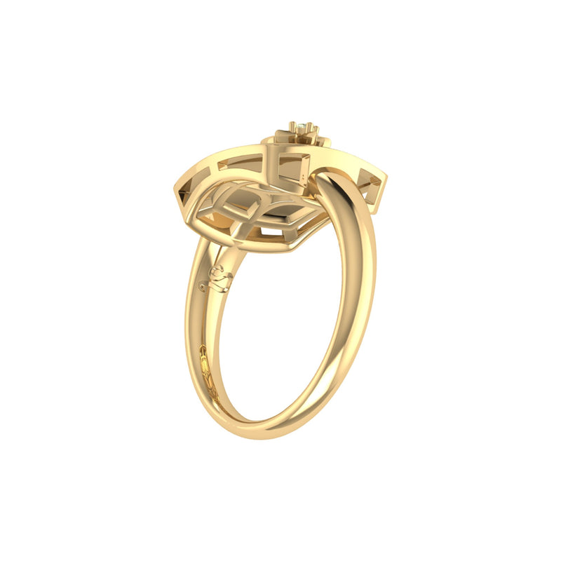 Leo Lion Peridot & Diamond Constellation Signet Ring in 14K Yellow Gold