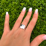 Virgo Maiden Blue Sapphire & Diamond Constellation Signet Ring in 14K White Gold