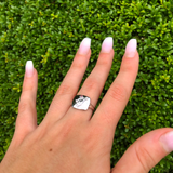 Libra Scales Pink Tourmaline & Diamond Constellation Signet Ring in 14K White Gold