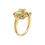 Libra Scales Pink Tourmaline & Diamond Constellation Signet Ring in 14K Yellow Gold