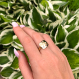 Libra Scales Pink Tourmaline & Diamond Constellation Signet Ring in 14K Yellow Gold