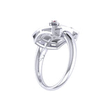 Capricorn Goat Garnet & Diamond Constellation Signet Ring in 14K White Gold