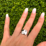 Capricorn Goat Garnet & Diamond Constellation Signet Ring in Sterling Silver