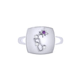 Aquarius Water-Bearer Amethyst & Diamond Constellation Signet Ring in Sterling Silver