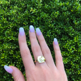 Aquarius Water-Bearer Amethyst & Diamond Constellation Signet Ring in 14K Yellow Gold on Sterling Silver
