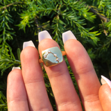 Aries Ram Diamond Constellation Signet Ring in 14K Yellow Gold Vermeil on Sterling Silver