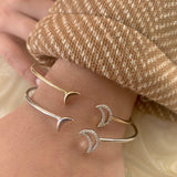Date Night Double Crescent Adjustable Diamond Cuff in 14K Yellow Gold