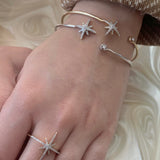 North Star Adjustable Diamond Cuff in 14K Yellow Gold Vermeil on Sterling Silver