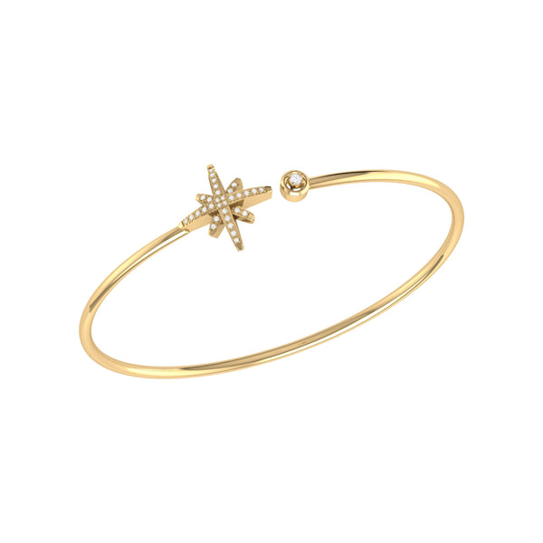 North Star Adjustable Diamond Cuff in 14K Yellow Gold Vermeil on Sterling Silver